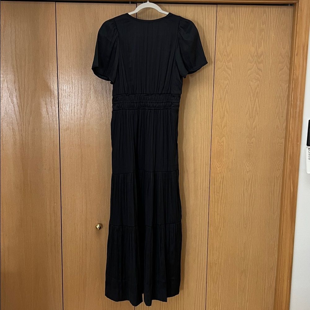 Anthropologie Somerset Black tiered Silky Maxi Dress Size Small - Picture 12 of 13